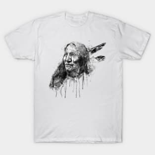 Native American Portrait Black and White T-Shirt